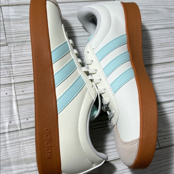 Adidas VL Court‎ 3.0 Women's Shoes sneakers white teal stripes size 6.5 lace up - Picture 10 of 14